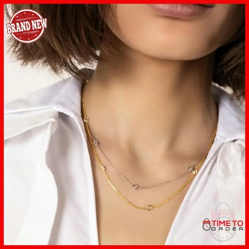 Sterling Silver CZ Station Necklace 15